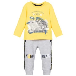 Boboli Boys Yellow & Grey Trouser Set
