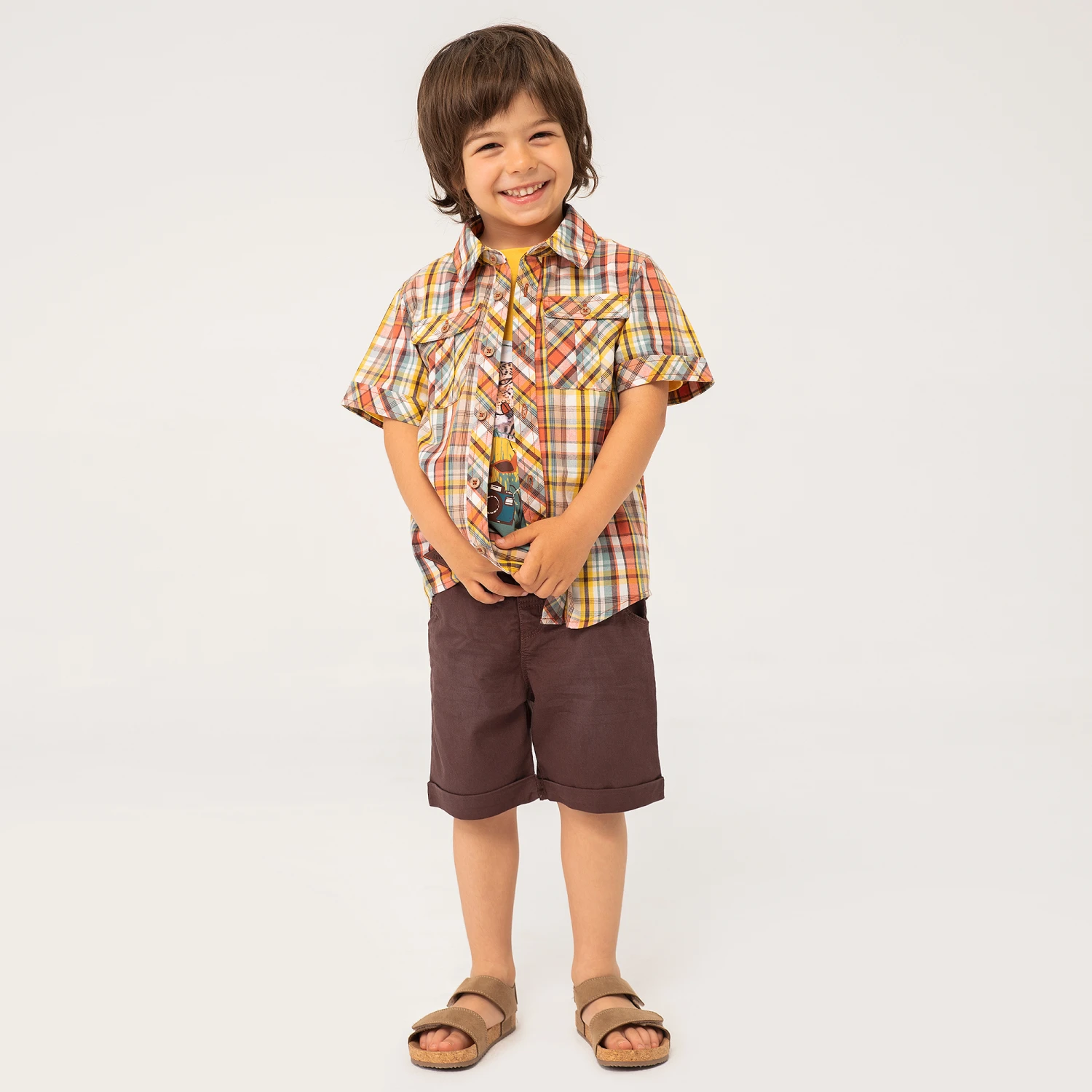 Boboli Boys Yellow Top & Brown Shorts Set 5 Boboli Boys Yellow Top & Brown Shorts Set - Image 5