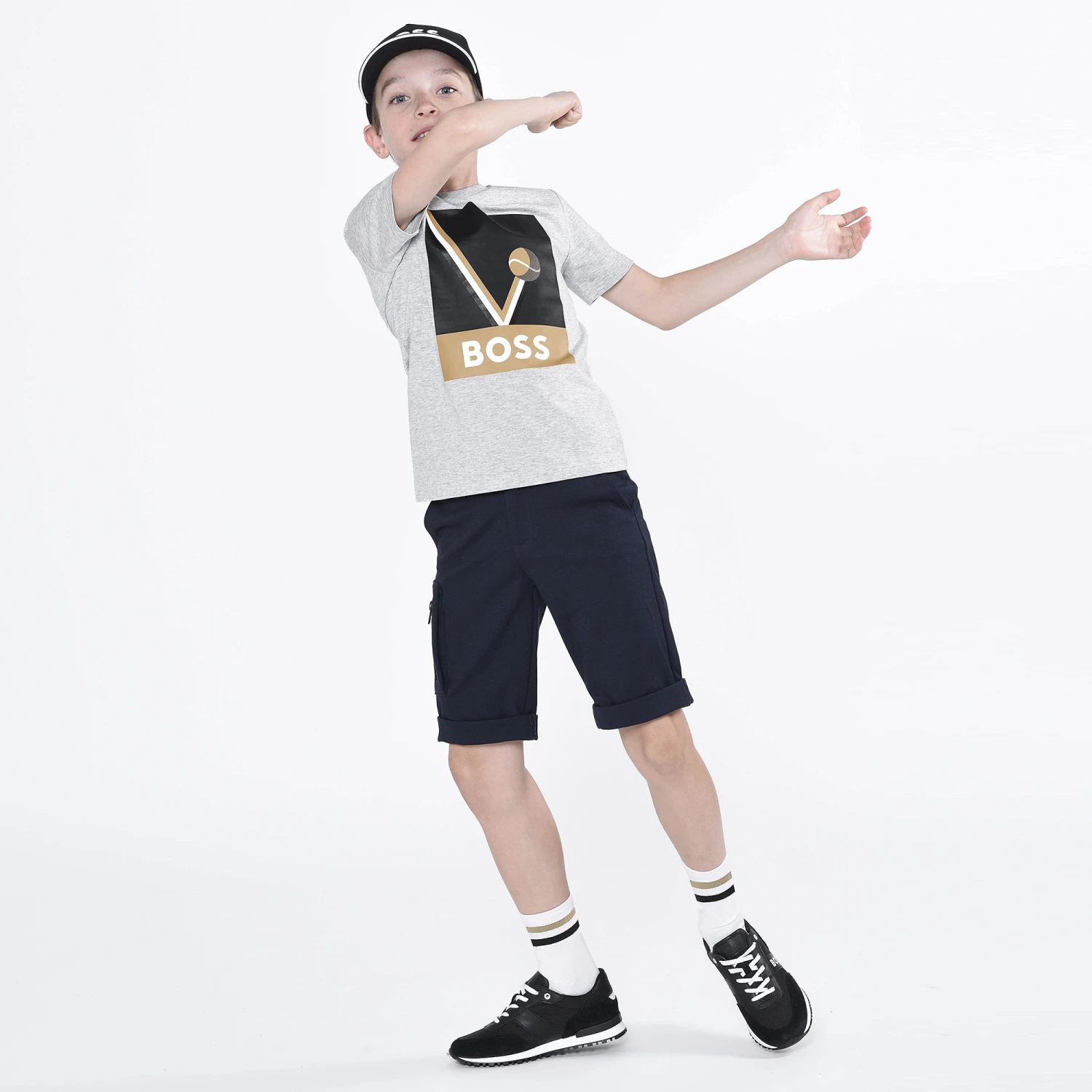 BOSS Boys Blue Viscose Bermuda Shorts 2 BOSS Boys Blue Viscose Bermuda Shorts - Image 2