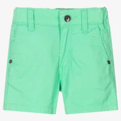 BOSS Boys Green Cotton Shorts
