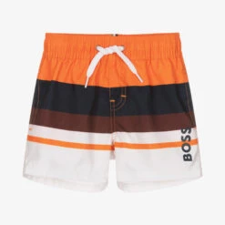BOSS Boys Orange Stripe Swim Shorts