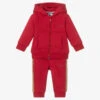 BOSS Boys Red Logo Hooded Tracksuit
