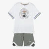 BOSS Boys White & Green Logo Shorts Set