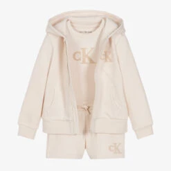 Calvin Klein Jeans Beige Cotton Jersey Shorts Set