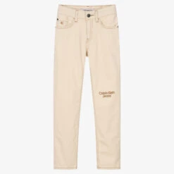 Calvin Klein Jeans Boys Beige Straight Fit Jeans