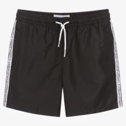 Calvin Klein Boys Black Logo Tape Swim Shorts