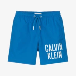 Calvin Klein Boys Blue Logo Swim Shorts