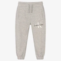 Calvin Klein Jeans Boys Grey Cotton Logo Joggers