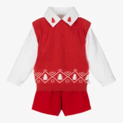 Caramelo Kids Boys Red Festive Shorts Set