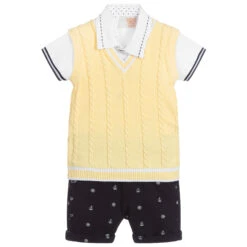 Caramelo Kids Boys Yellow & Blue Shorts Set