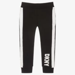 DKNY Boys Black Cotton Logo Joggers