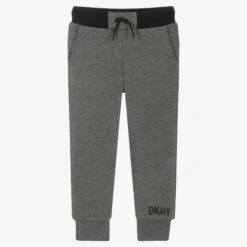 DKNY Boys Grey Cotton Logo Joggers