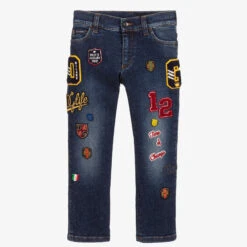 Dolce & Gabbana Boys Blue Patch Jeans