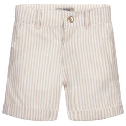Dr. Kid Beige Striped Cotton Shorts