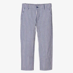 Dr. Kid Boys Blue Striped Cotton Trousers