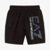 EA7 Emporio Armani Boys Black Logo Swim Shorts
