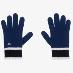 Emporio Armani Blue Wool Logo Gloves