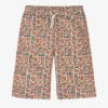 Emporio Armani Boys Beige & Blue Cotton Logo Shorts