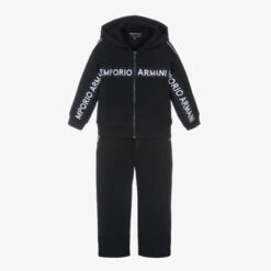 Emporio Armani Boys Blue Cotton Logo Tape Tracksuit