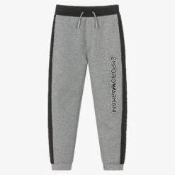 Emporio Armani Boys Grey Cotton Logo Joggers