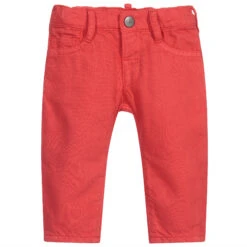 Emporio Armani Boys Red Cotton Trousers