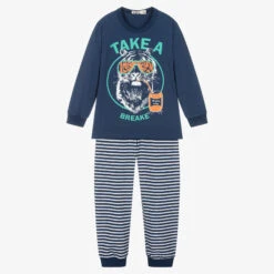 Everything Must Change Boys Navy Blue Cotton Long Pyjamas