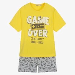 Everything Must Change Boys Yellow & Grey Cotton Short Pyjamas