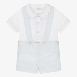 Foque Boys Blue Cotton & Linen Shorts Set