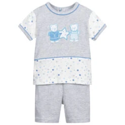 FS Baby Grey Cotton Shorts Set