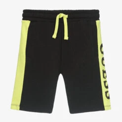 Guess Boys Black & Green Logo Shorts