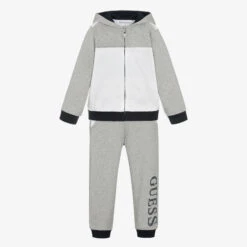 Guess Boys White & Grey Logo Tracksuit