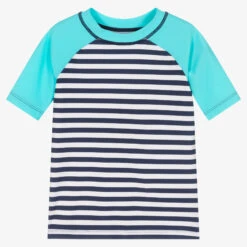 Hatley Boys Blue Striped Swim Top (UPF50+)