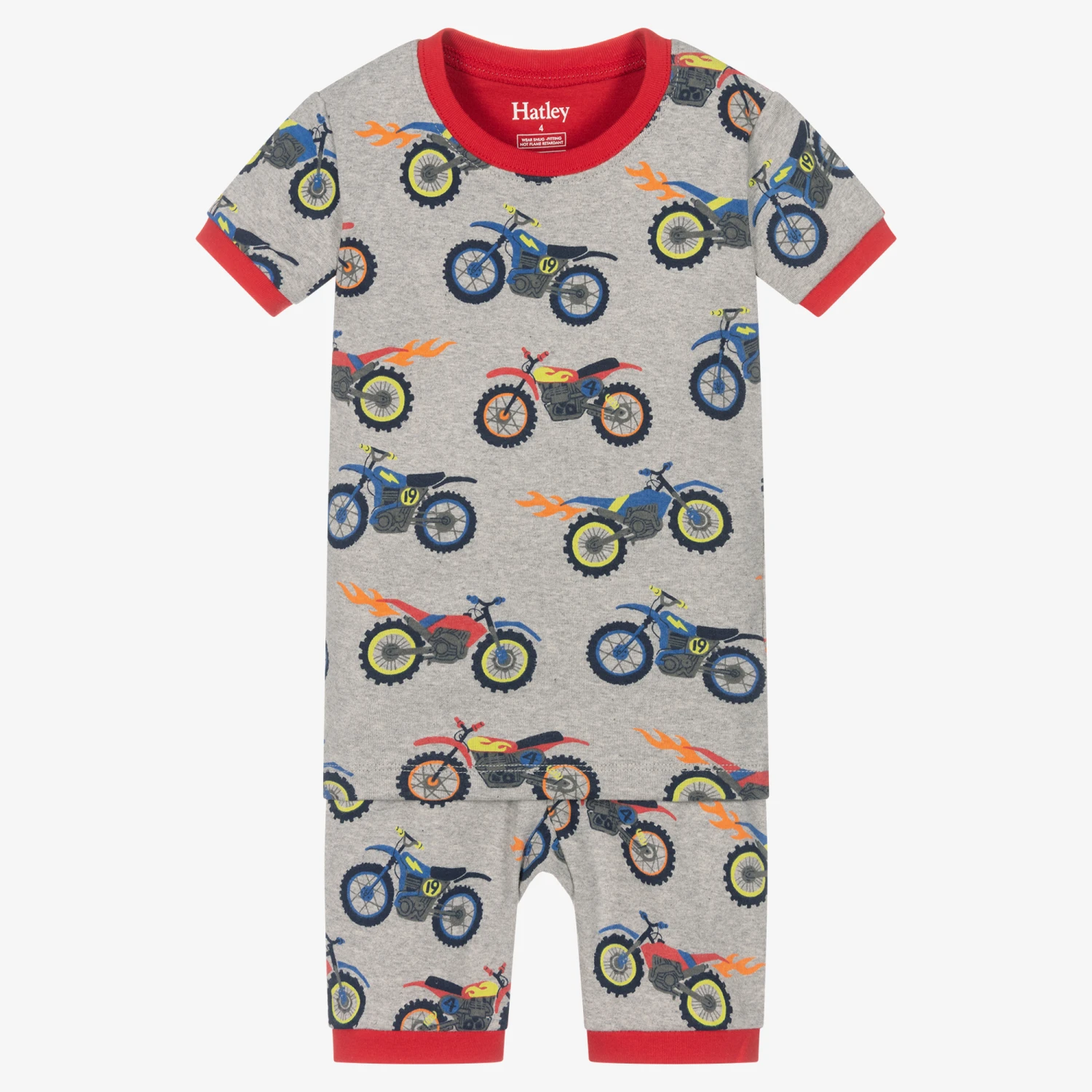 Hatley Boys Grey Cotton Bike Pyjamas 1 Hatley Boys Grey Cotton Bike Pyjamas