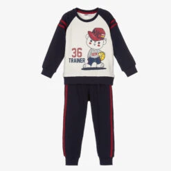 IDO Baby Blue & Ivory Cotton Tracksuit