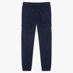 IDO Junior Boys Navy Blue Cotton Cargo Trousers