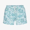 IKKS Boys Aqua Blue Surf Print Swim Shorts