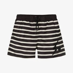 IKKS Boys Black Striped Swim Shorts