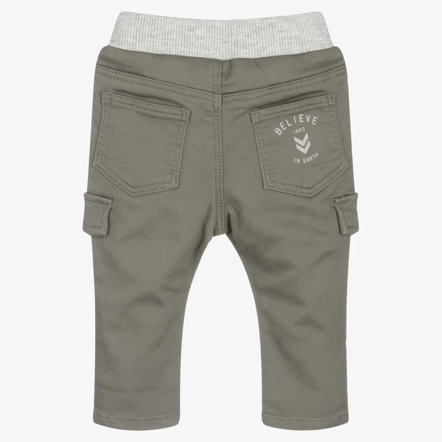 IKKS Boys Khaki Green Cotton Trousers 2 IKKS Boys Khaki Green Cotton Trousers - Image 2