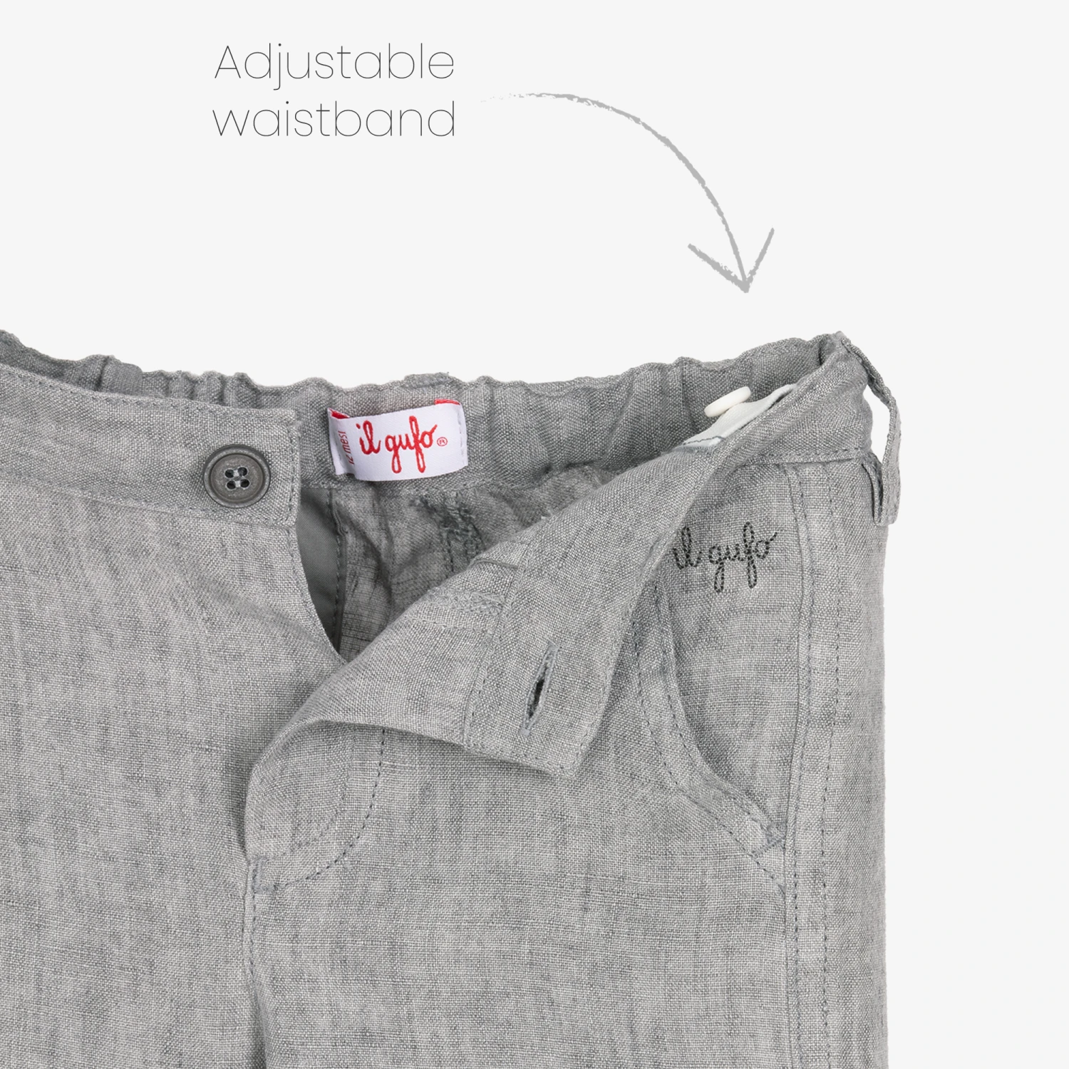 Il Gufo Boys Pale Grey Linen Trousers 3 Il Gufo Boys Pale Grey Linen Trousers - Image 3