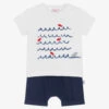 Il Gufo Boys White & Blue Cotton Shorts Set