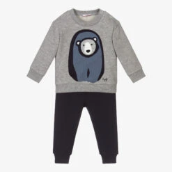 Il Gufo Grey & Blue Cotton Tracksuit