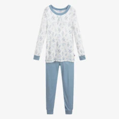 Joha Blue & White Viscose Pyjamas
