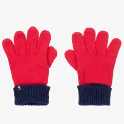Joules Boys Red Cotton Knit Gloves
