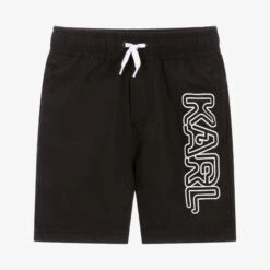 KARL LAGERFELD KIDS Boys Black Logo Swim Shorts