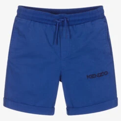 KENZO KIDS Boys Blue Cotton Logo Shorts