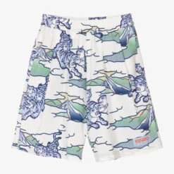 KENZO KIDS Boys White & Blue Bermuda Shorts
