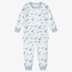 Kissy Kissy White Pima Cotton Dino Pyjamas