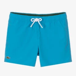 Lacoste Boys Blue Logo Swim Shorts