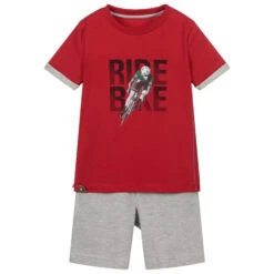 Lapin House Boys Red & Grey Shorts Set
