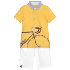 Lapin House Boys Yellow & White Shorts Set